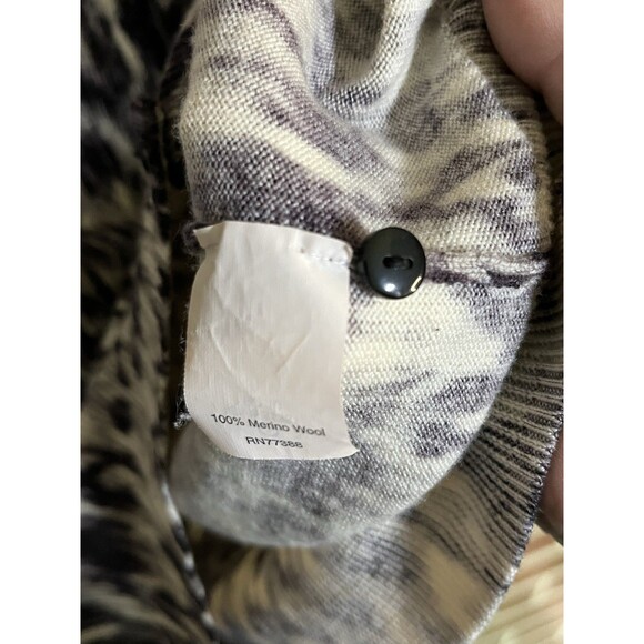 J. Crew Cardigan Sweater Womens Size M Watercolor Leopard Print 100% Merino Wool - Picture 3 of 7